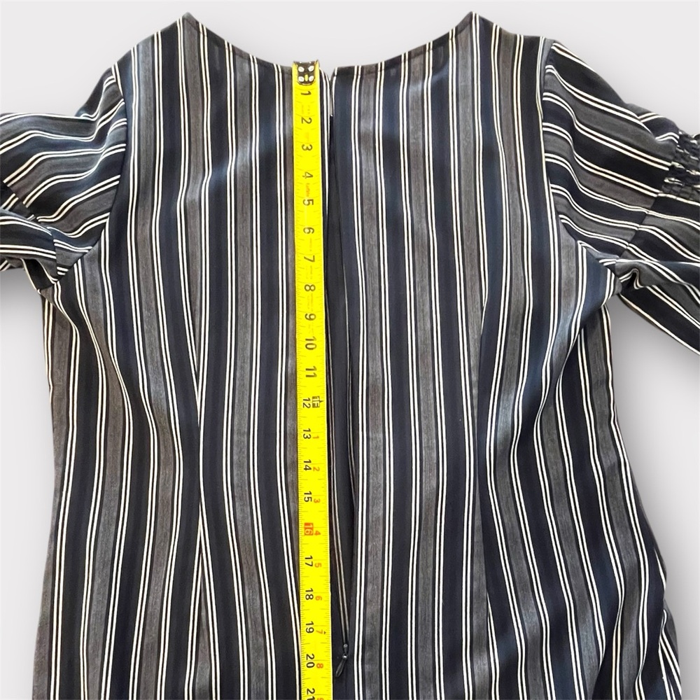 Banana Republic Navy Stripe Ruffled Bell Sleeve Shift Dress - Picture 9 of 11